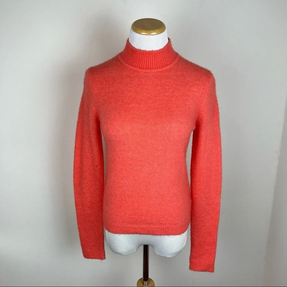 Intermix Funnel Neck Turtleneck Wool Mohair Sweater Orange Size S - Picture 1 of 6